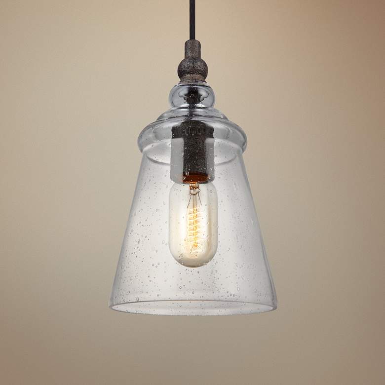 Image 1 Generation Lighting Loras 5 3/4" Wide Dark Weathered Iron Mini Pendant
