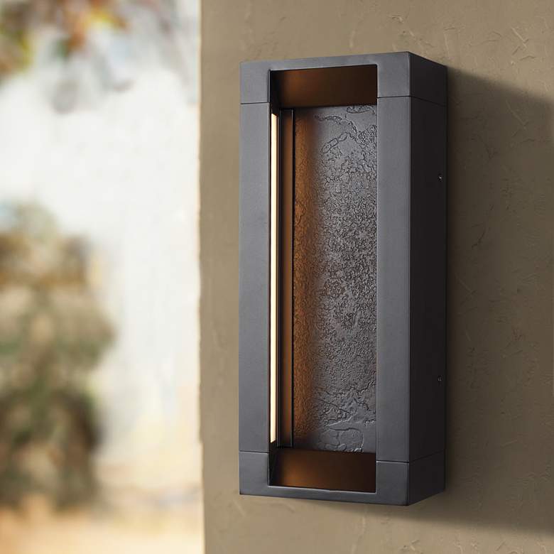 Image 1 Generation Lighting Mattix 14 1/2" High Bronze LED Outdoor Wall Light