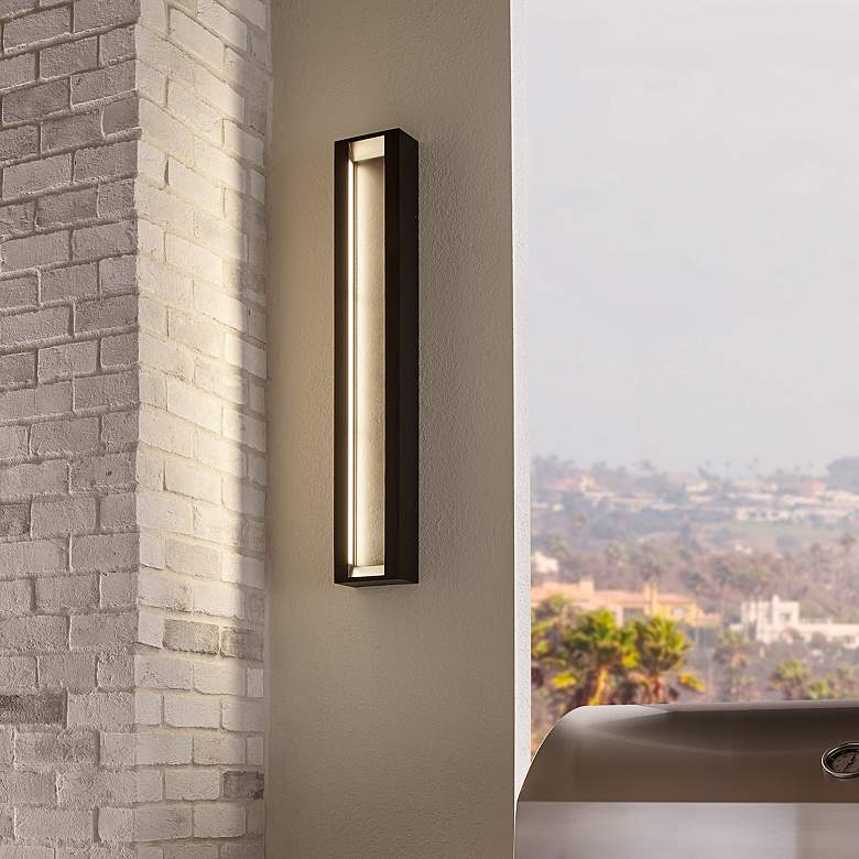 Image 1 Generation Lighting Mattix 24 3/4" High Bronze LED Outdoor Wall Light