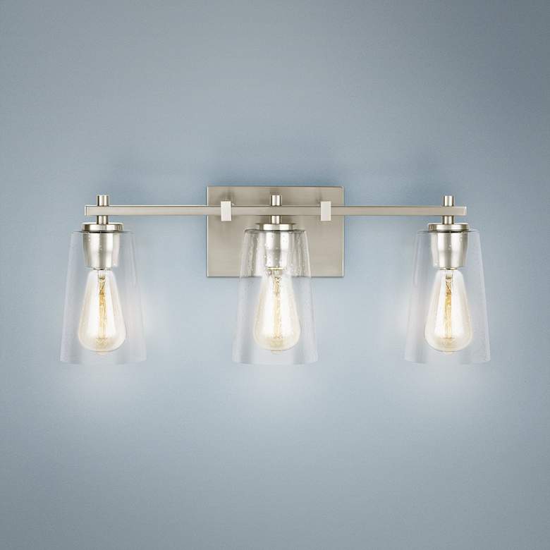 Image 1 Generation Lighting Mercer 21 1/2" Satin Nickel 3-Light Bath Light