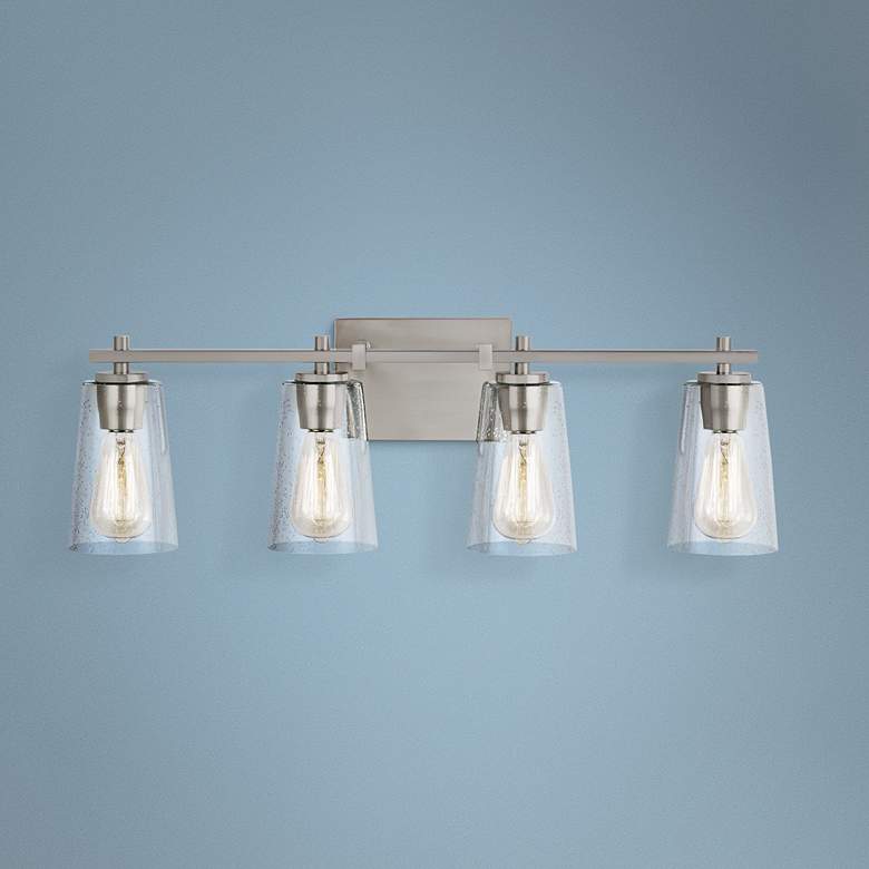 Image 1 Generation Lighting Mercer 28 3/4" Satin Nickel 4-Light Bath Light