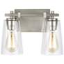 2_Generation Lighting Mercer 9" High Satin Nickel 2-Light Wall Sconce