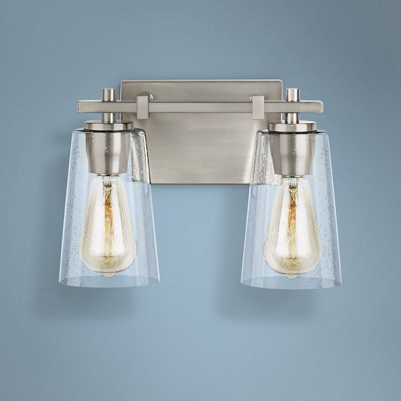 Image 1 Generation Lighting Mercer 9" High Satin Nickel 2-Light Wall Sconce