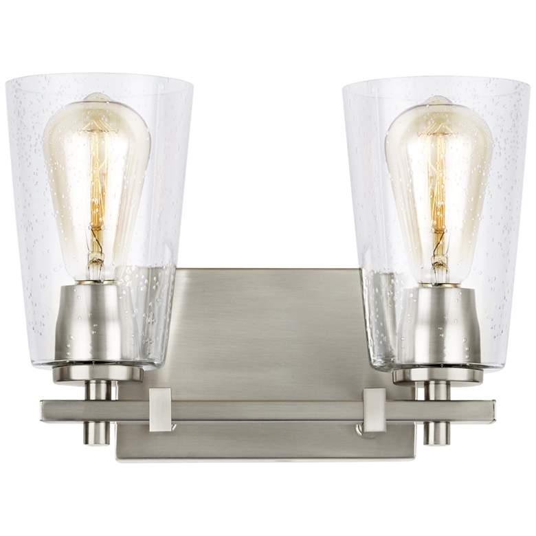 Image 4 Generation Lighting Mercer 9" High Satin Nickel 2-Light Wall Sconce more views