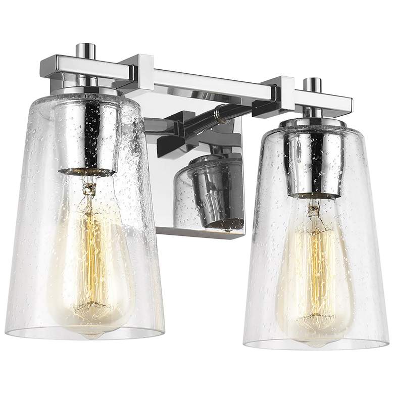 Image 1 Generation Lighting Mercer 9"H Chrome 2-Light Wall Sconce
