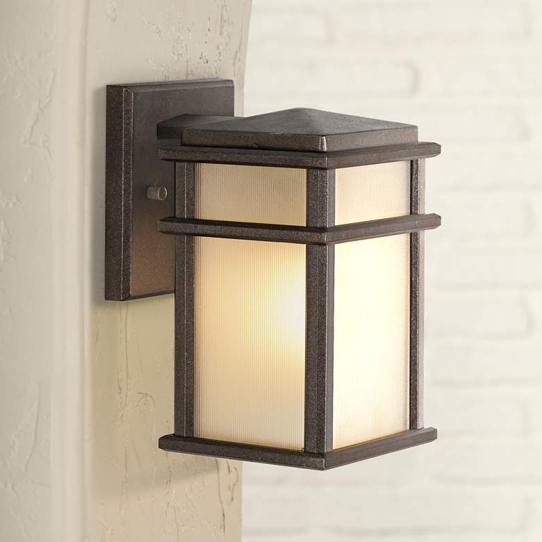 Image 1 Generation Lighting Mission Lodge Bronze Wall Mount 9" High Lantern