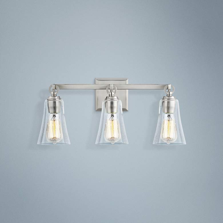 Image 1 Generation Lighting Monterro 21 3/4" Satin Nickel 3-Light Bath Light