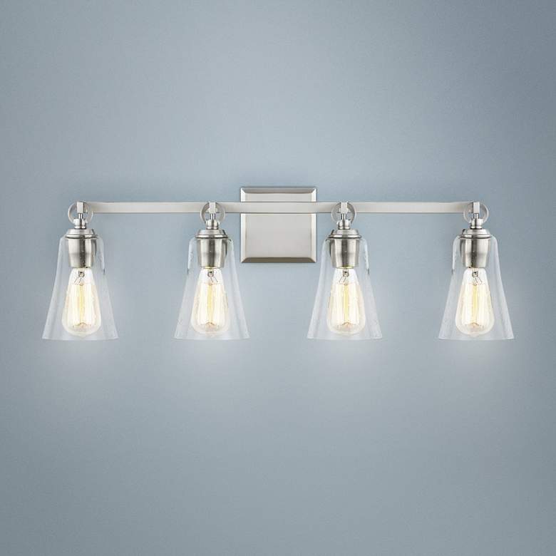 Image 1 Generation Lighting Monterro 30 1/4" Satin Nickel 4-Light Bath Light
