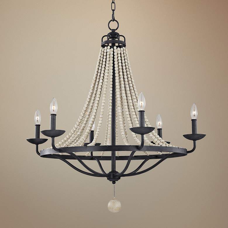 Image 1 Generation Lighting Nori 32 1/2" Wide Zinc Beaded 6-Light Chandelier