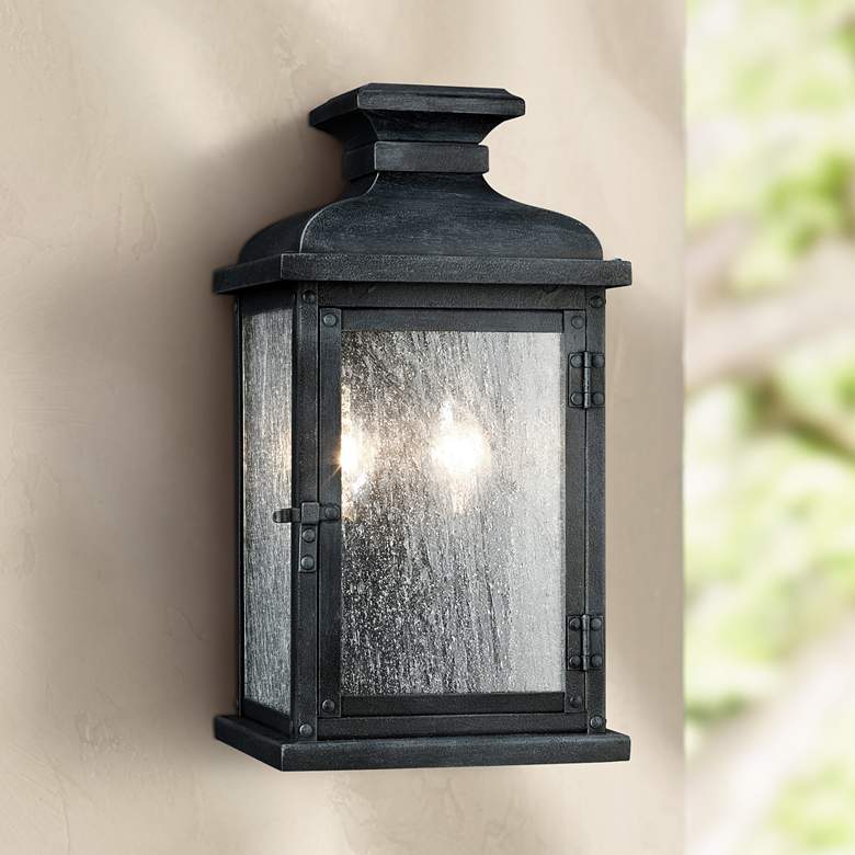Image 1 Generation Lighting Pediment 12 1/2" Zinc 2-Light Outdoor Wall Light
