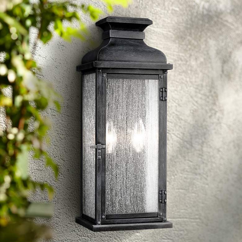 Image 1 Generation Lighting Pediment 18 1/4" Zinc 2-Light Outdoor Wall Light