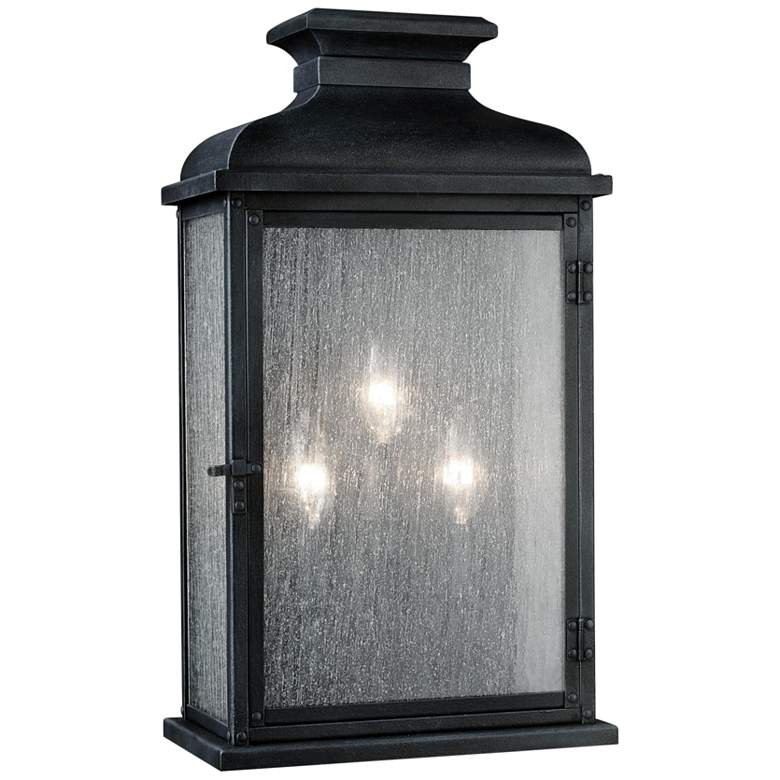 Image 2 Generation Lighting Pediment 18 1/4" Zinc 3-Light Outdoor Wall Light