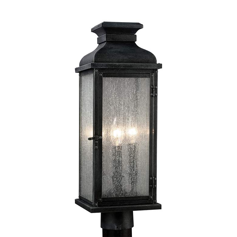Image 1 Generation Lighting Pediment 20 1/4" Copper 3-Light Outdoor Post Light