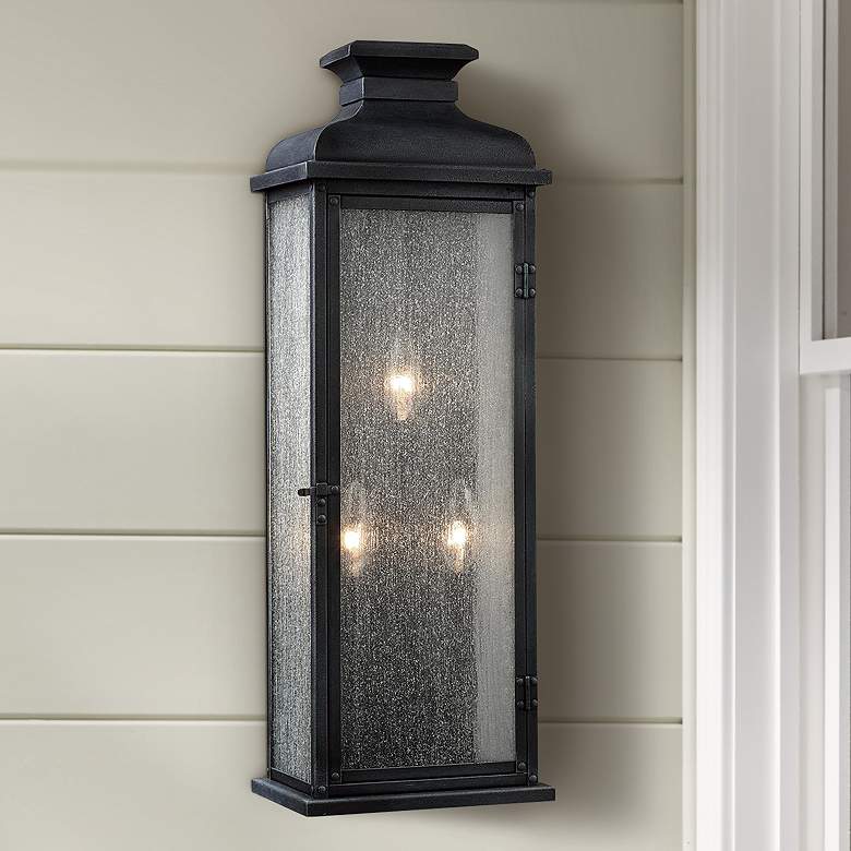 Image 1 Generation Lighting Pediment 24" High Zinc 3-Light Outdoor Wall Light