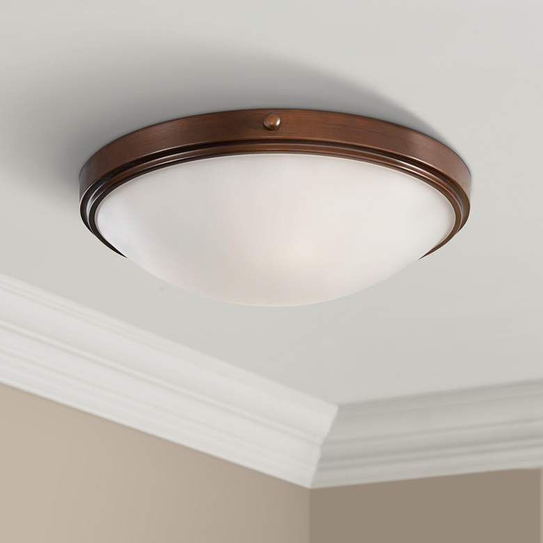 Image 1 Generation Lighting Perry Bronze 15" Round Ceiling Light