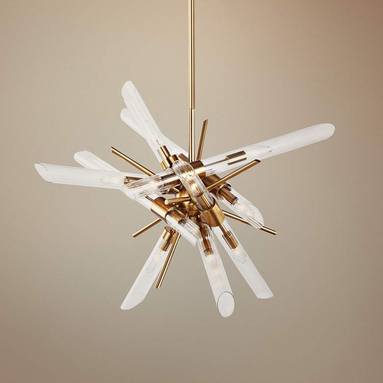 Image 1 Generation Lighting Quorra 33 inchW Burnished Brass Starburst Chandelier