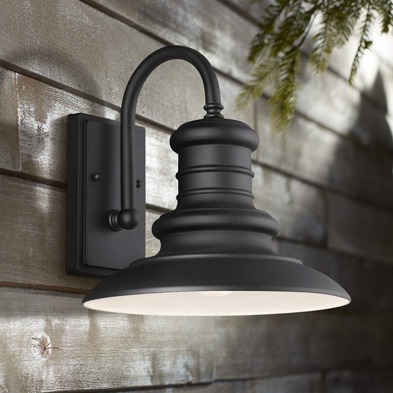 Image 1 Generation Lighting Redding Station 12 1/2" Black Outdoor Wall Light
