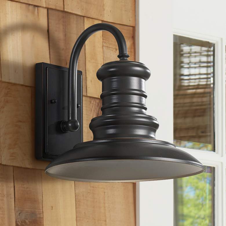 Image 1 Generation Lighting Redding Station 12 1/2" Bronze LED Barn Light
