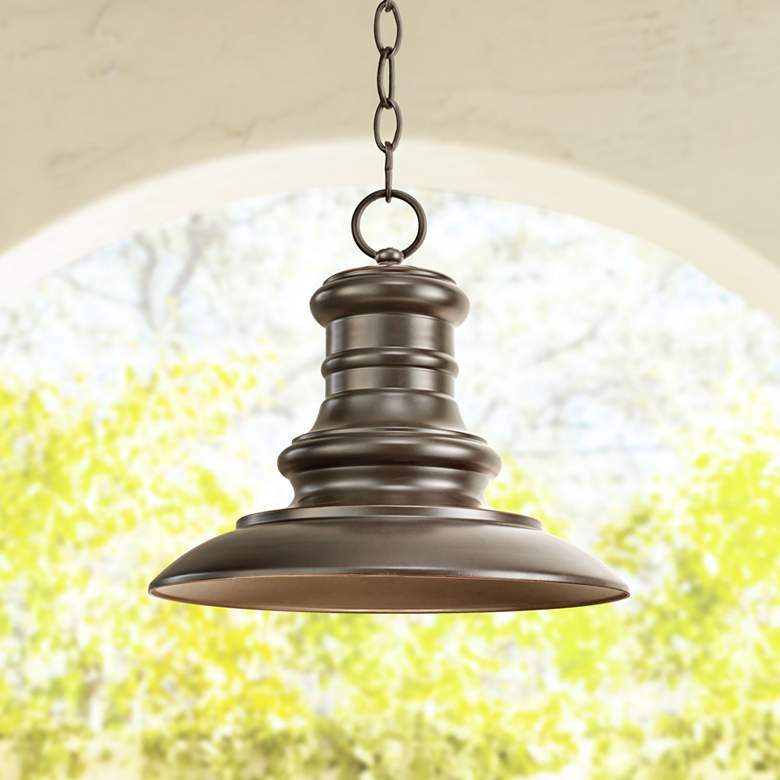 Image 2 Generation Lighting Redding Station 12" Bronze Porch Hanging Light