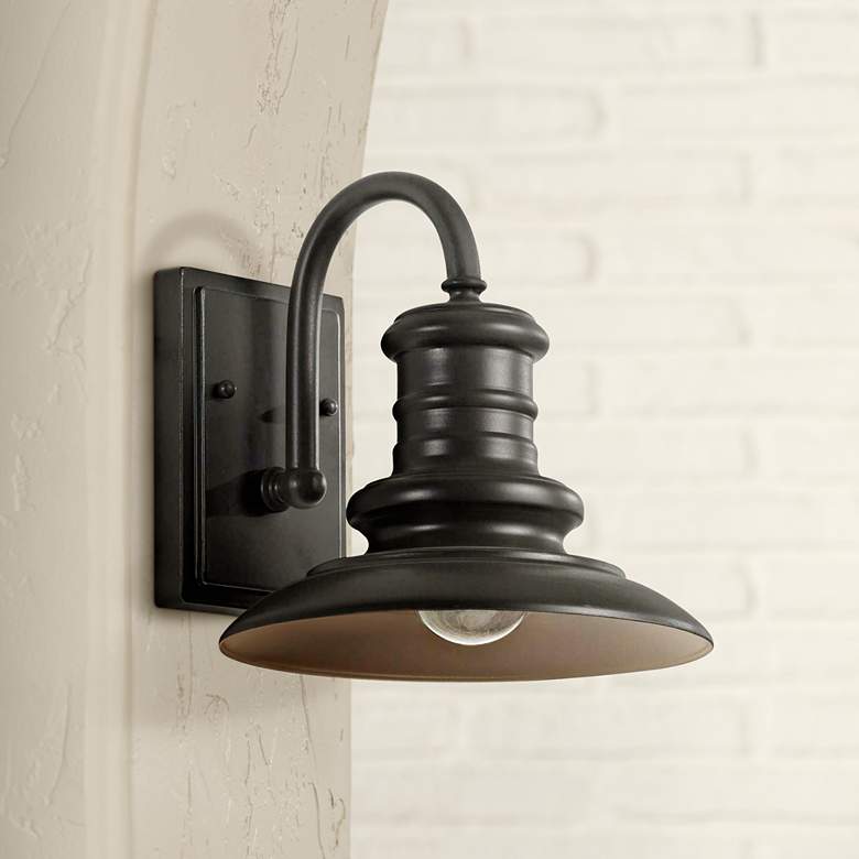 Image 1 Generation Lighting Redding Station 9" Wide Bronze Outdoor Barn Light