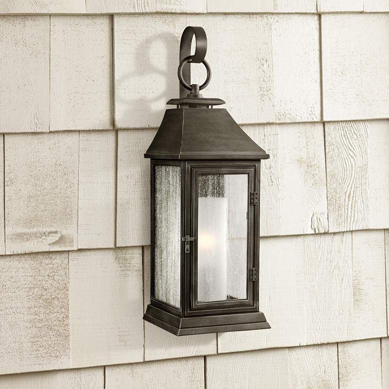 Image 1 Generation Lighting Shepherd 16 1/2" Weathered Zinc Outdoor Wall Light