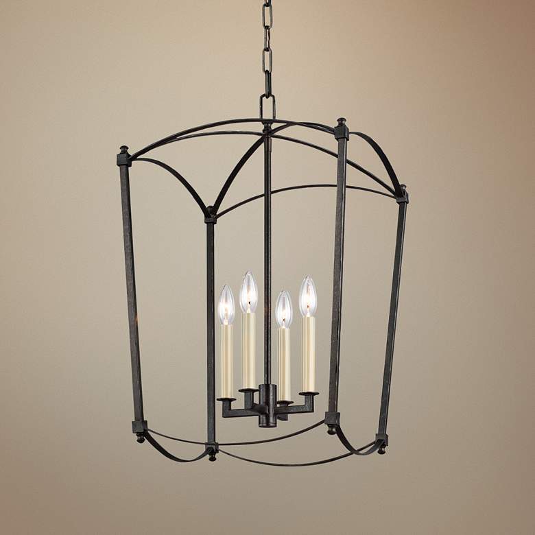 Image 1 Generation Lighting Thayer 16" 4-Light Smith Steel Lantern Chandelier