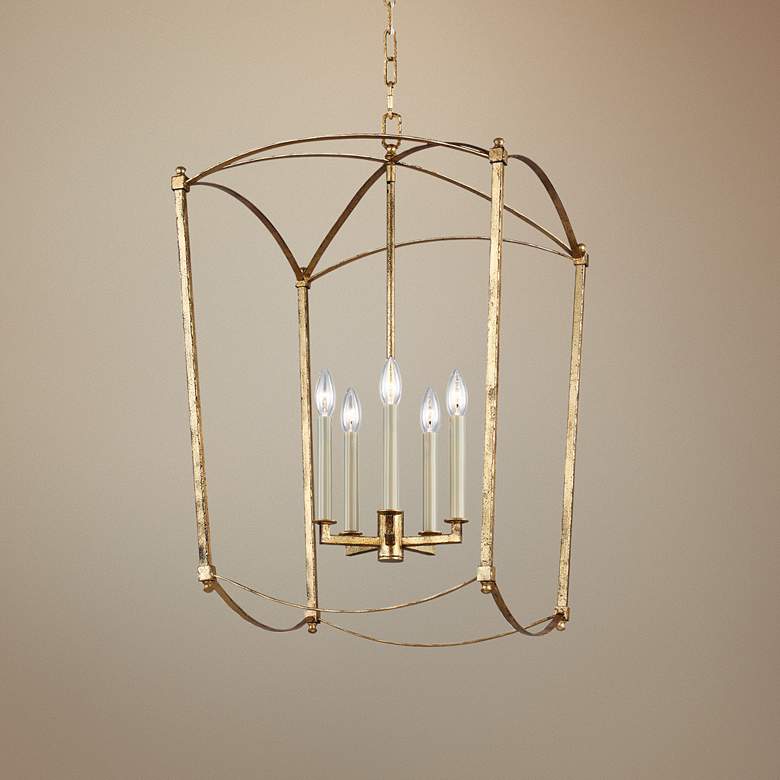 Image 1 Generation Lighting Thayer 19 1/4" Gold Open Cage Lantern Chandelier