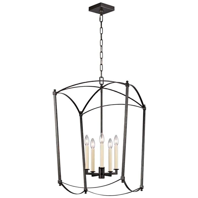 Image 2 Generation Lighting Thayer 19 1/4 inch Steel 5-Light Lantern Chandelier