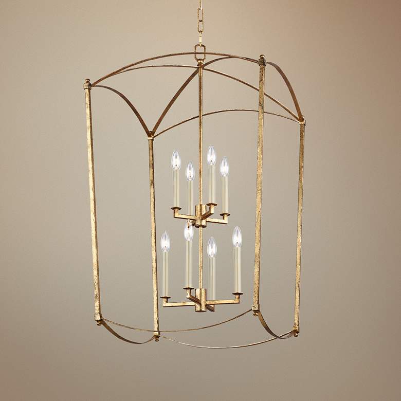 Image 1 Generation Lighting Thayer 24" 8-Light Gild Gold Lantern Chandelier