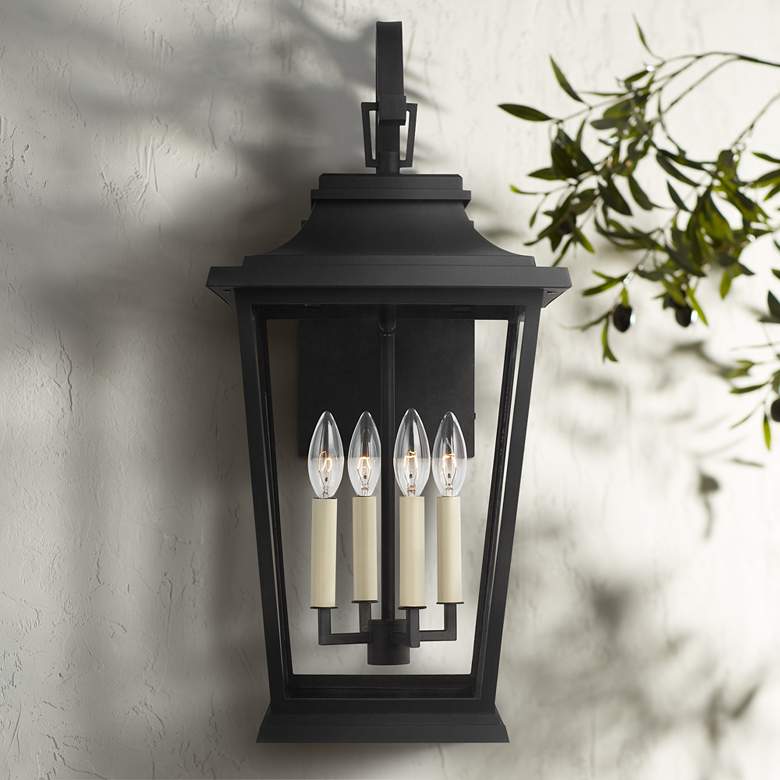 Image 1 Generation Lighting Warren 25 3/4" Black 4-Light Outdoor Wall Light