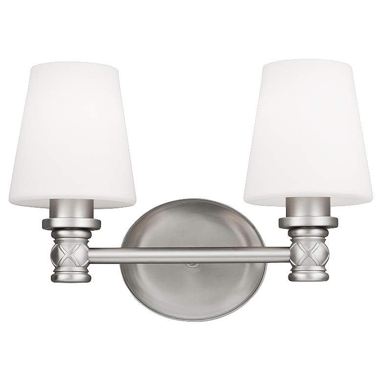 Image 1 Generation Lighting Xavierre 14" Wide 2-Light Satin Nickel Bath Light