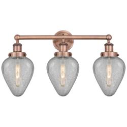 Geneseo 24&quot;W 3 Light Antique Copper Bath Light With Clear Crackle Shad
