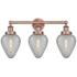 Geneseo 24"W 3 Light Antique Copper Bath Light With Clear Crackle Shad