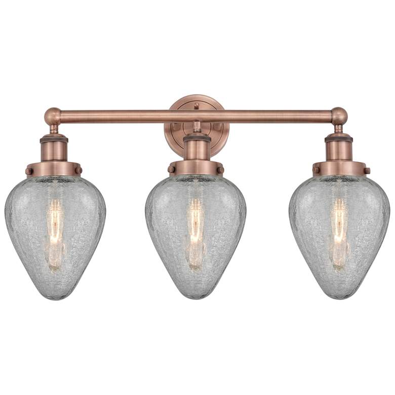Image 1 Geneseo 24"W 3 Light Antique Copper Bath Light With Clear Crackle Shad