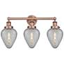 Geneseo 24"W 3 Light Antique Copper Bath Light With Clear Crackle Shad