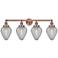 Geneseo 33"W 4 Light Antique Copper Bath Light With Clear Crackle Shad