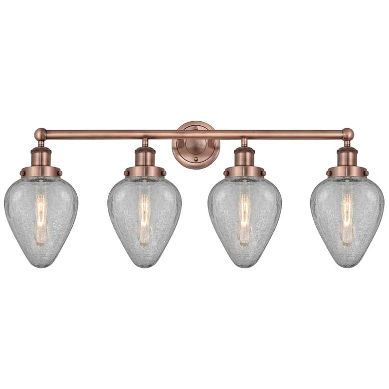 Image 1 Geneseo 33"W 4 Light Antique Copper Bath Light With Clear Crackle Shad