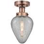 Geneseo 6"W Antique Copper Semi.Flush Mount With Clear Crackled Glass 