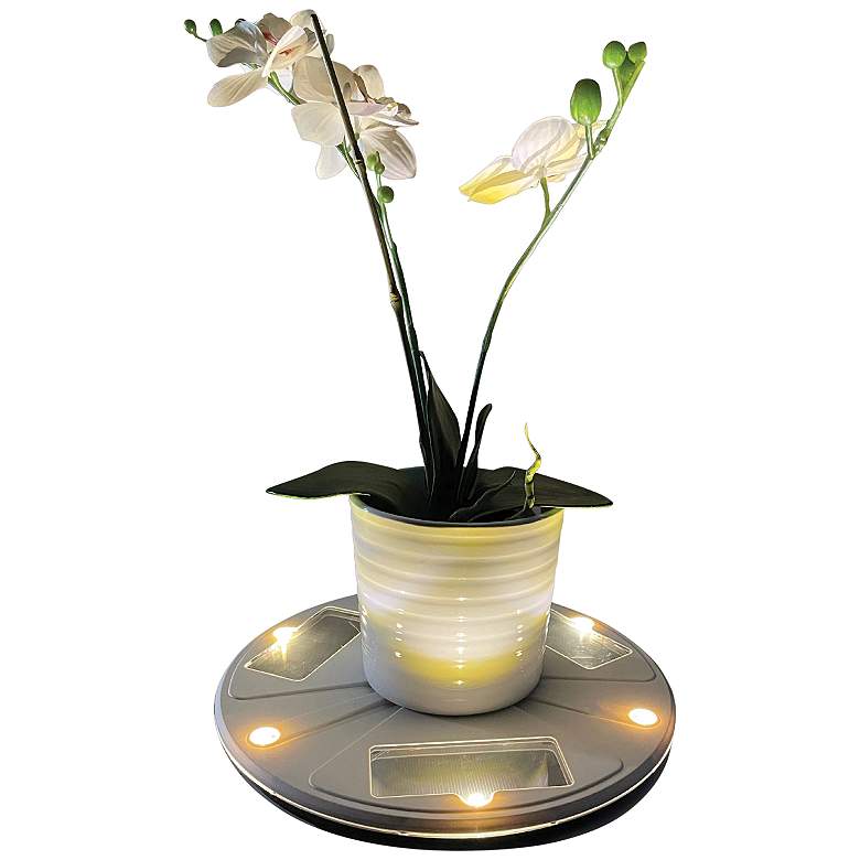 Image 1 Genesis 10 3/4" Wide White Solar LED Planter Base Uplight