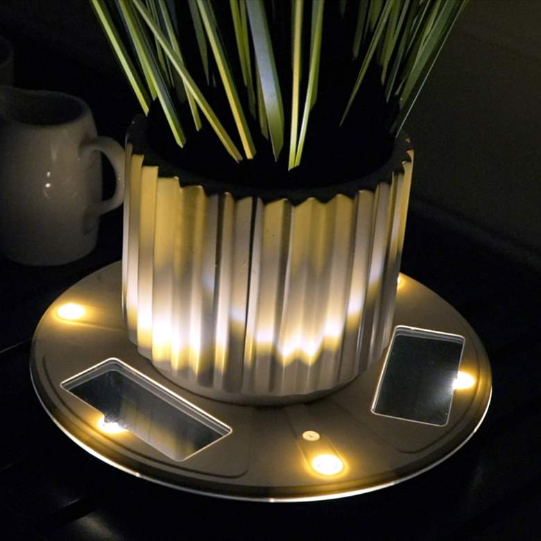 Image 2 Genesis 10 3/4" Wide White Solar LED Planter Base Uplight more views