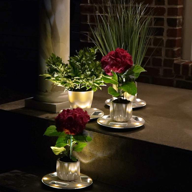 Image 5 Genesis 10 3/4" Wide White Solar LED Planter Base Uplight more views