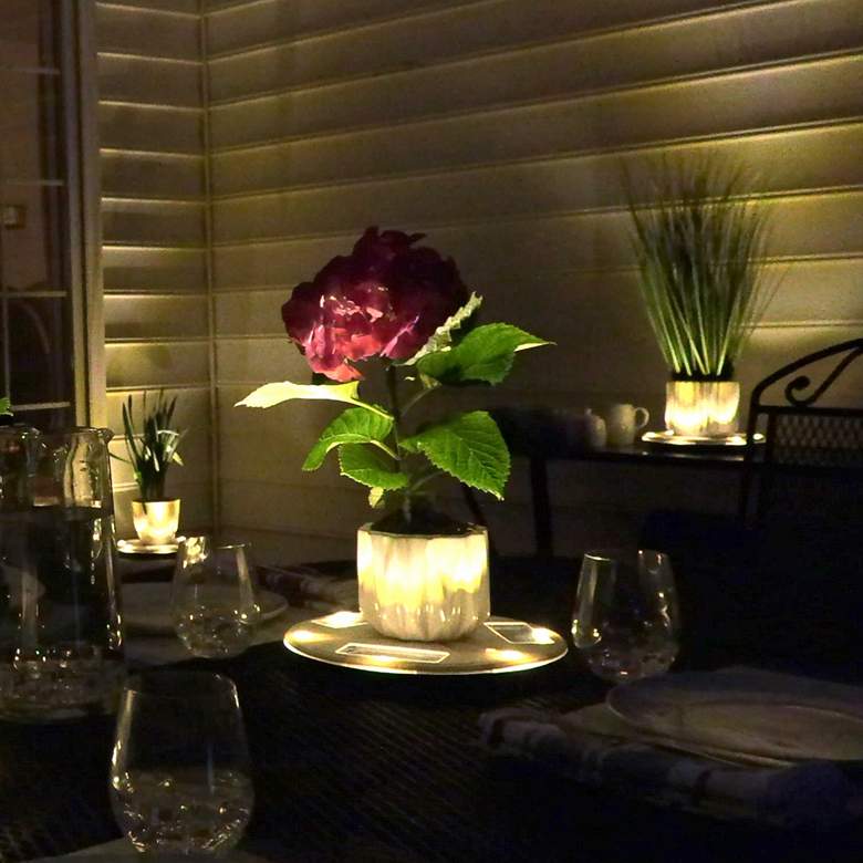 Image 6 Genesis 10 3/4" Wide White Solar LED Planter Base Uplight more views