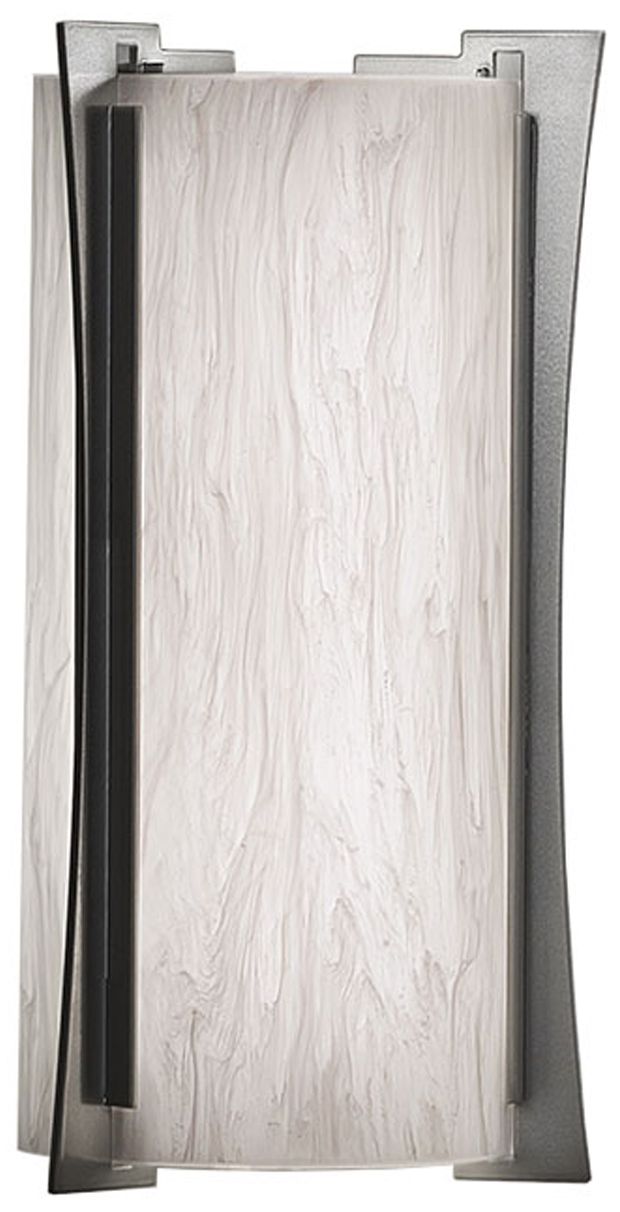 Genesis 14" High Satin Pewter|Faux Alabaster Exterior Sconce LED