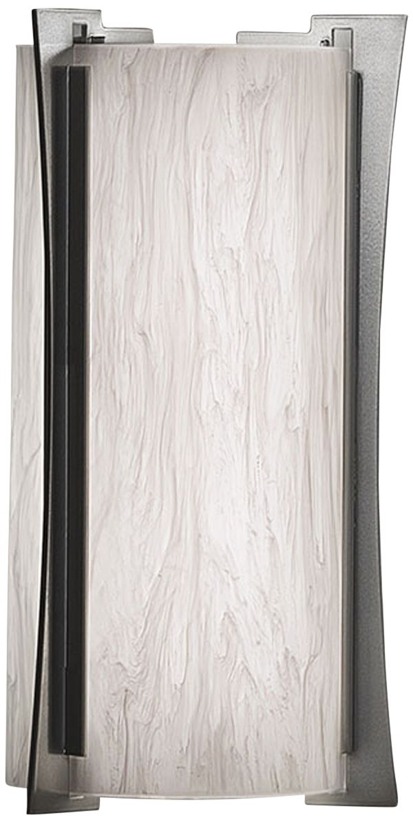Genesis 14" High Satin Pewter|Faux Alabaster Exterior Sconce Triac LED