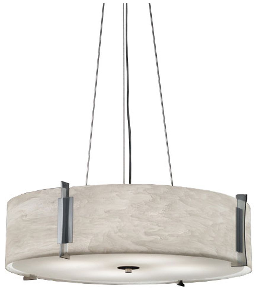Genesis 16" Wide Chrome|White Swirl Pendant