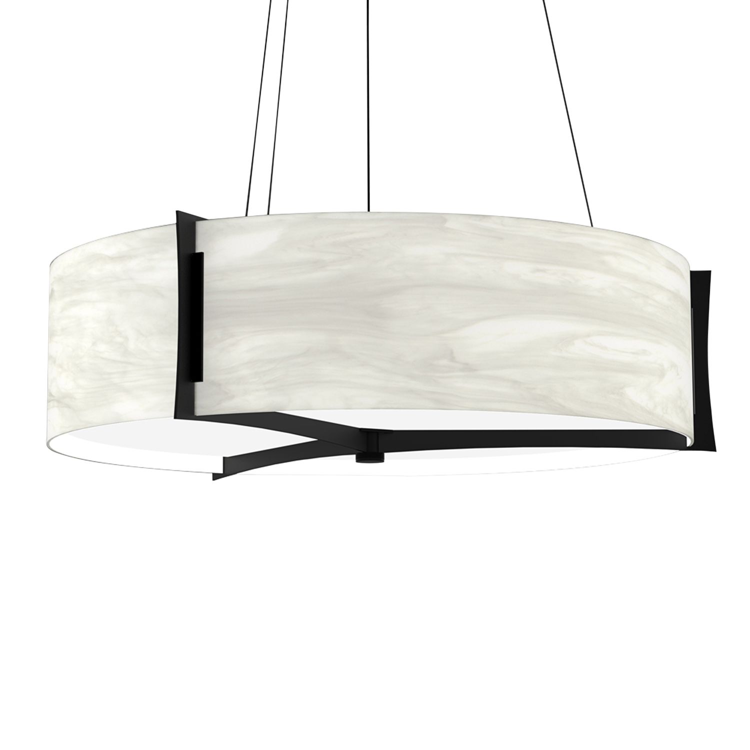 Genesis 24" Wide Black Pearl|White Swirl Pendant