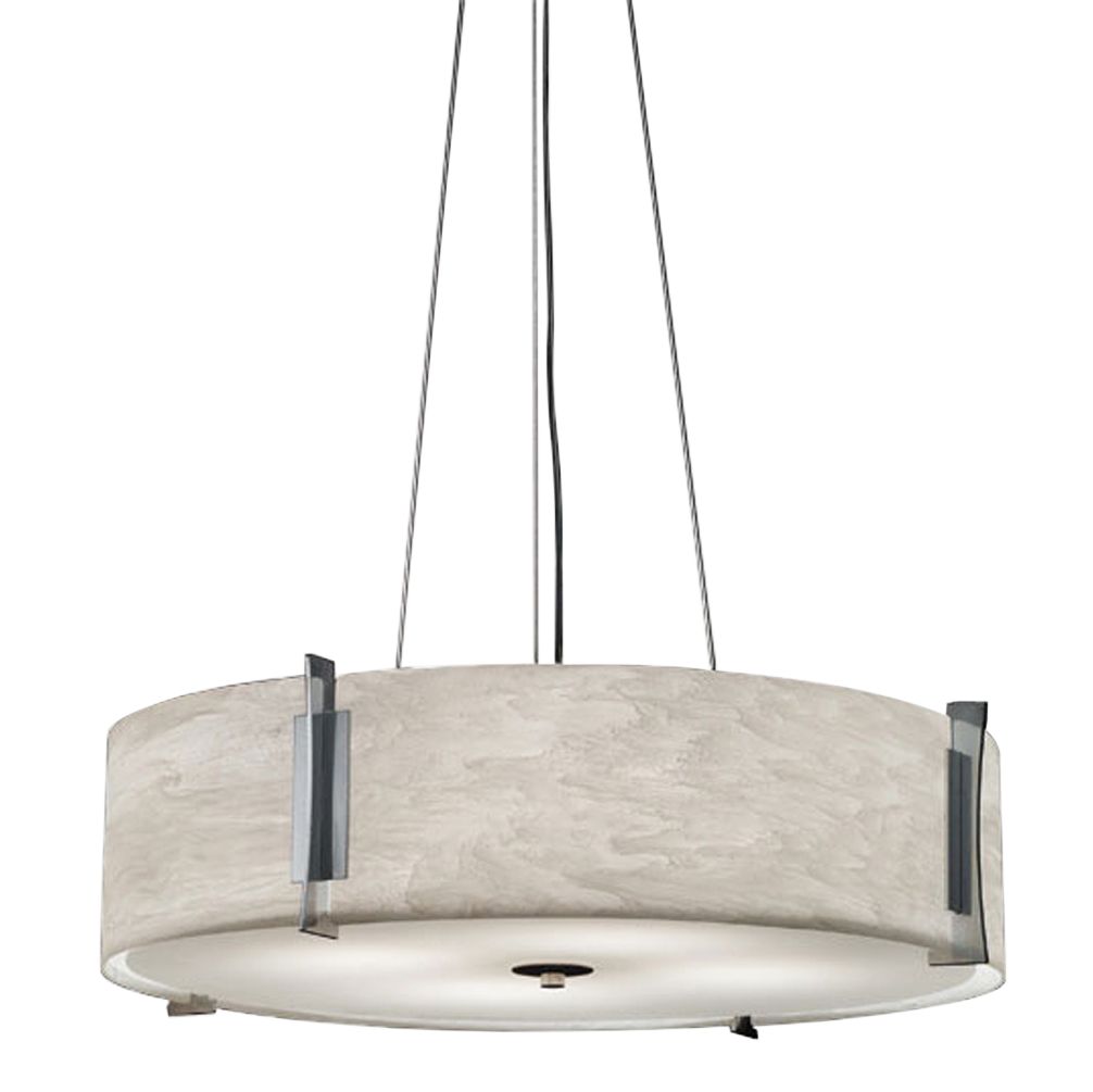 Genesis 24" Wide Chrome|White Swirl Pendant 0-10V LED