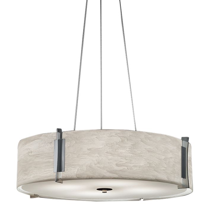 Image 4 Genesis 24" Wide Chrome|White Swirl Pendant LED Retrofit more views