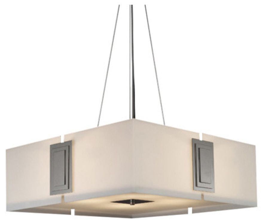 Genesis 24" Wide Satin Pewter|Opal Acrylic Pendant