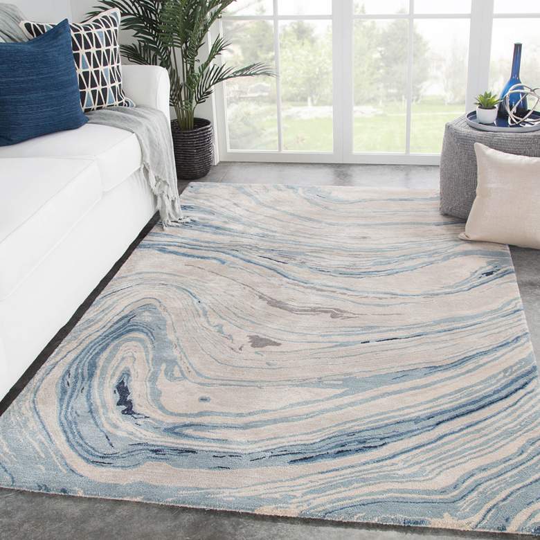Image 1 Genesis Atha GES22 5'x8' Blue and Gray Abstract Area Rug